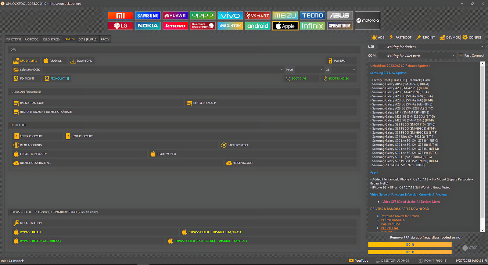 Unlock Tool Dashboard